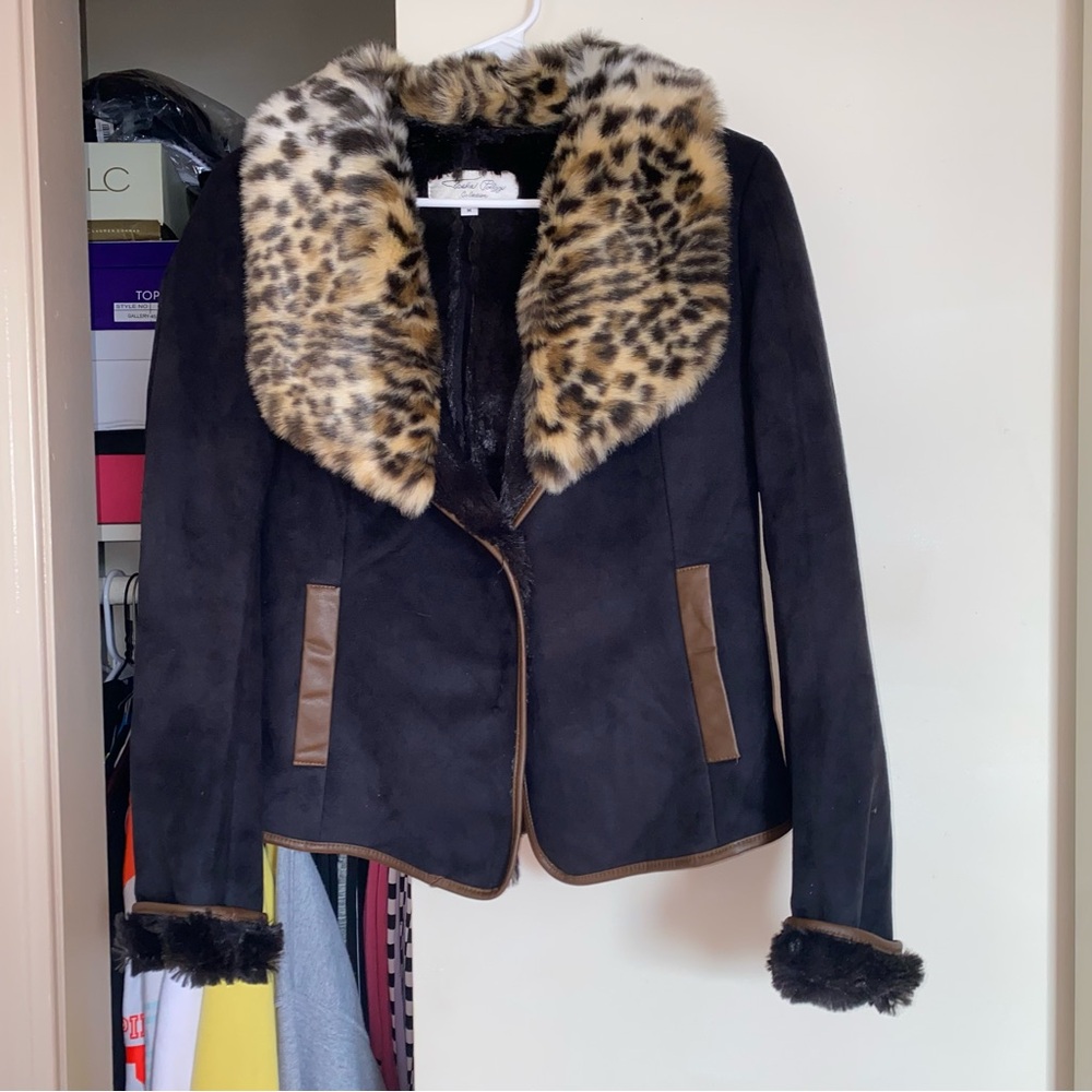 Tasha Polizzi Faux Fur Animal Print Jacket